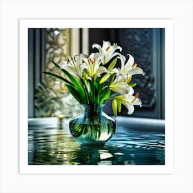 White Lilies In A Vase 3 Art Print