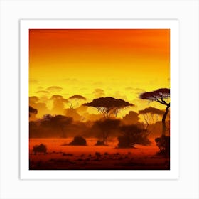 Sunset In The Savannah 2 Art Print