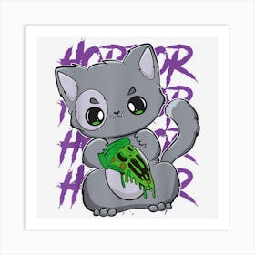 Munchkin Cat With Pizza Monster For Halloween 1 Art Print