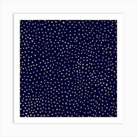 Dotted Gold And Navy Square Art Print
