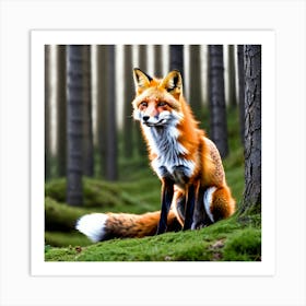 Red Fox In The Forest 4 Art Print