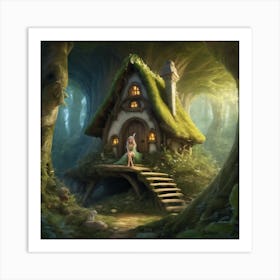 A Beautiful Tiny Fairy In A Woodland Cottage Share 1 Art Print