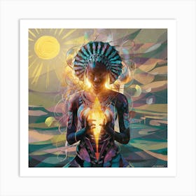 Woman Holding A Sun Art Print