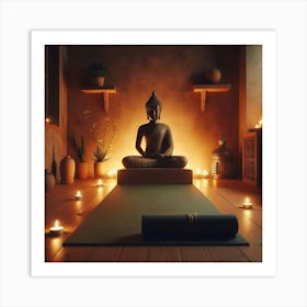 Buddha Statue In Meditation Room Art Print