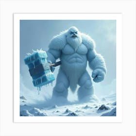 Frost Giant In A Snowy Wasteland Wielding A Colossal Ice Hammer 1 Art Print