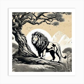 Lion In The Forest 63 Art Print