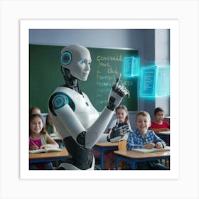 Robot In Classroom 9 Art Print