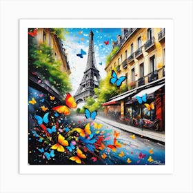 Paris With Butterflies 39 Art Print