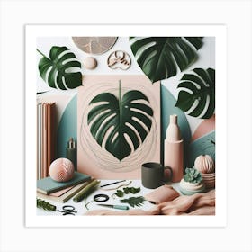 Large Monstera leaf 14 Art Print