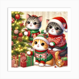 Christmas Kittens Art Print