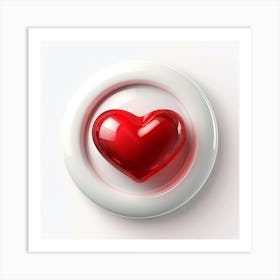 Red Heart On A White Background Art Print