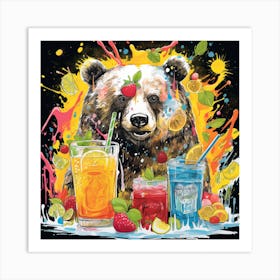 Abstract Colorful Bear Vibrant Paint Art Print