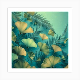 Aesthetic style, Tropical leaves of ginkgo biloba 2 Art Print