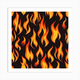 Flames On Black Background 41 Art Print