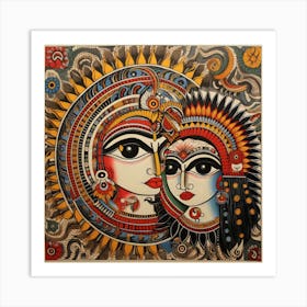 Radha And Krishna By artistai Art Print