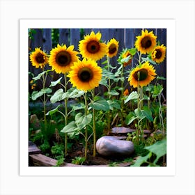 Sunflowers In The Garden Art Print