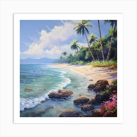 Swaying Palms in Embrace Art Print