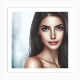 Beautiful Woman With Long Hair 1 Art Print