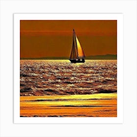 Sailboat At Sunset Art Print