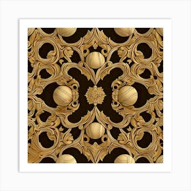 Gold Ornate Wallpaper Art Print