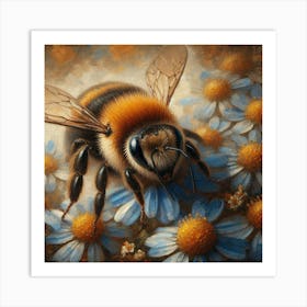 Bee On Daisies 1 Art Print