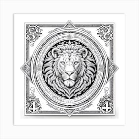 Lion Motif Vintage Crest Poster Art Print Art Print