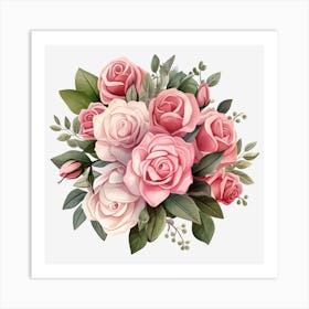 Bouquet Of Pink Roses 2 Art Print