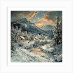 Winter Village Art Print