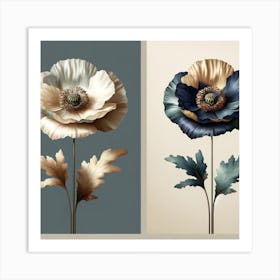 Blue And White Poppy 1 Art Print