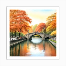 Autumn Bridge Art Print