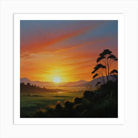 Default Brush Painting Of Sunrise 2 Art Print