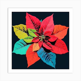 Andy Warhol Style Pop Art Flowers Poinsettia 1 Square Art Print