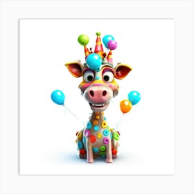 Birthday Giraffe 1 Art Print