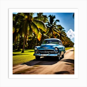 Classic Car On A Road Art Print