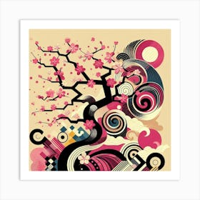 Abstract modernist sakura tree 3 Art Print