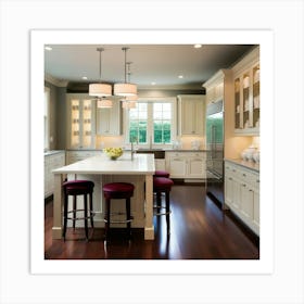 Kitchen With A Center Island Art Print