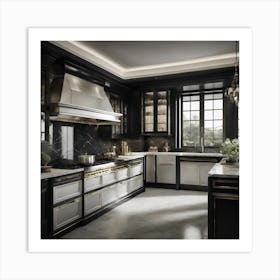 Black And Gold Kitchen Art Print