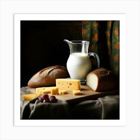 Milk And Bread Art Print