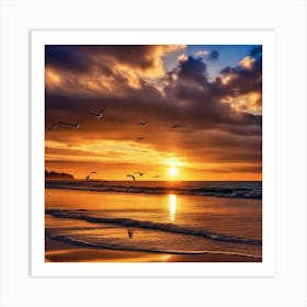 Sunset At The Beach 360 Art Print