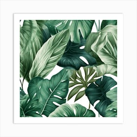 Tropical Leaves Seamless Pattern Art Print