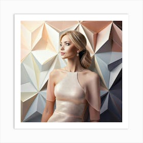 Firefly Elegant Woman With A Dreamy Geometric Background 47529 Art Print