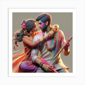 Holi Couple 13 Art Print