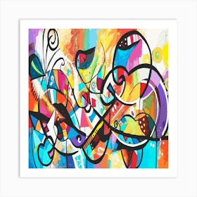 Dynamic Rhythms: A Colorful Abstract Design Embracing Energy and Movement in Modern Contemporary Art Art Print