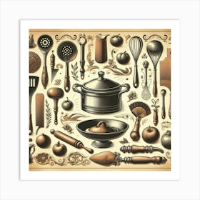 Vintage Kitchen Utensils 5 Art Print