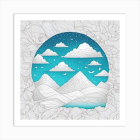 Mountains And Clouds In The Sky Art Print