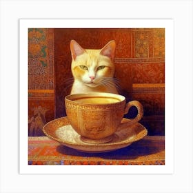 Cat In A Cup Art Print