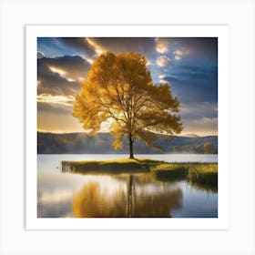 Tree By The Lake 1 Art Print