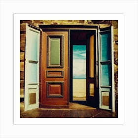 Open brown door Art Print