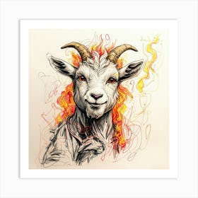 Goat On Fire 46 Art Print