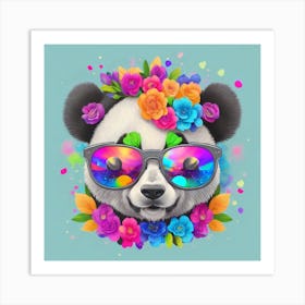 Panda Bear With Flowers 1 Art Print